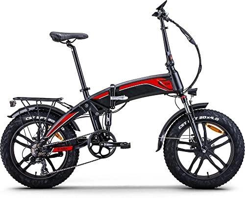 Bici elettriches : giordano shop Fat-Bike Bicicletta Elettrica Pieghevole 48V a Pedalata Assistita 20"" 250W Sport Bike Rossa