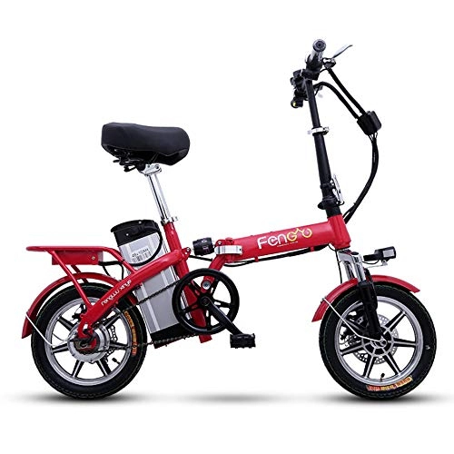 Bici elettriches : GJBHD Bicicletta Elettrica Pieghevole per Adulti 14 Pollici Pieghevole 48V15A Batteria al Litio Boost Piccola Batteria Auto per Uomini E Donne Strumenti di Viaggio Applicabili Red 14inch