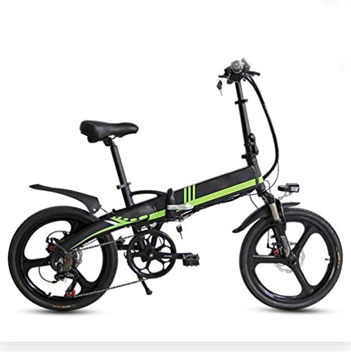 Bici elettriches : GJJSZ Bicicletta elettrica Pieghevole da 20", Batteria al Litio Rimovibile con Strumento di Regolazione della Potenza a 5 velocità, fari a LED + Altoparlanti