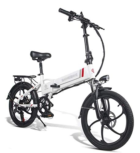 Bici elettriches : GJJSZ Tapis roulant Pieghevole, Bicicletta elettrica, Bicicletta elettrica Pieghevole per ciclomotore e-Bike con Telecomando Motore 48V 350W Bianco