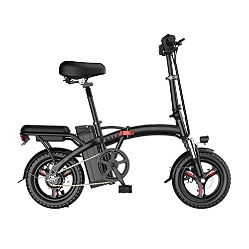 Bici elettriches : GKMM - Bicicletta elettrica compatta da 14", scooter elettrici con batteria rimovibile, bici elettrica da 250 W, con supporto per telefono e porta di ricarica USB, colore: Nero
