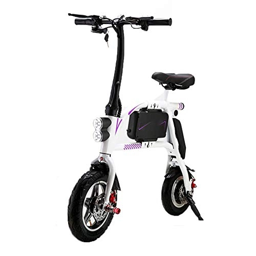 Bici elettriches : Gmadostoe Bicicletta elettrica Pieghevole, Bici da Citt Portatile con Luce a LED, Pedale da Viaggio Pieghevole per ciclomotore Leggero per Adulti, White, Battery~8ah