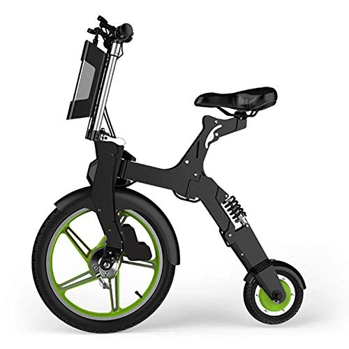 Bici elettriches : Gmadostoe Mini Bici elettrica Pieghevole, Telaio in Lega di Alluminio per Auto a Batteria Ultraleggera, Batteria Rimovibile, velocit Massima 25 KM / H, Green, Battery~5.2Ah