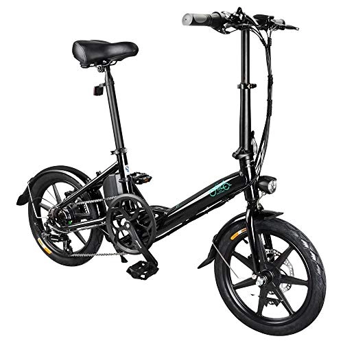 Bici elettriches : GoZheec D3S Bici Elettrica Pieghevole per Adulti, 14 Pollici Pneumatici gonfiabili in Gomma, velocità Massima 25km / h, Motore 250W, 3 modalità di velocità (Nero)