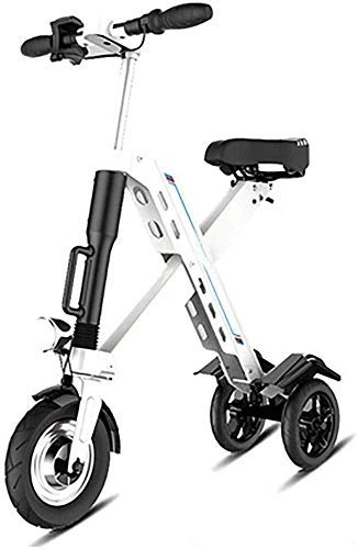 Bici elettriches : Gpzj Bici elettrica Pieghevole, Bici al Litio con Controllo della Batteria al Litio Elettrico Triciclo Scooter Leggero e Bici Pieghevole in Alluminio per Adulti all'aperto Avventura, Bianco