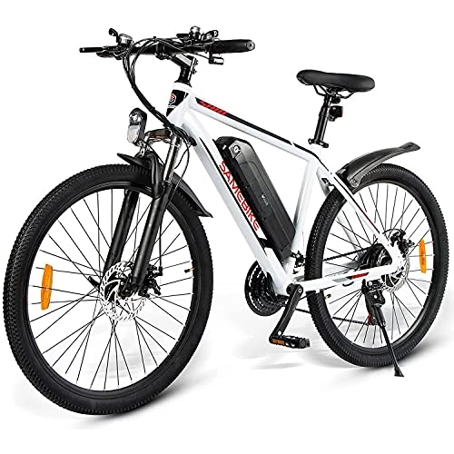 Bici elettriches : Greenhouses Ebike，Bici Elettrica, 350w 26 '' Bici Elettrica Bici da Bicicletta Elettrica con Batteria Rimovibile per Ioni di Litio 36v / 10ah per Adulti, 21 velocità Shifter(Color:White)