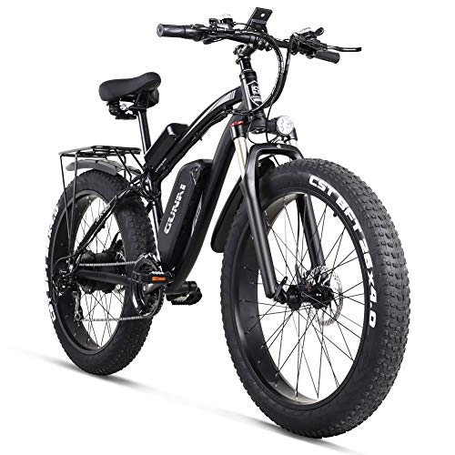 Bici elettriches : GUNAI Bici Elettriche Fuoristrada E-Bike con Pneumatici Grassi, con Batteria agli Ioni di Litio Rimovibile, Display LCD da 3.5" e Sedile Posteriore