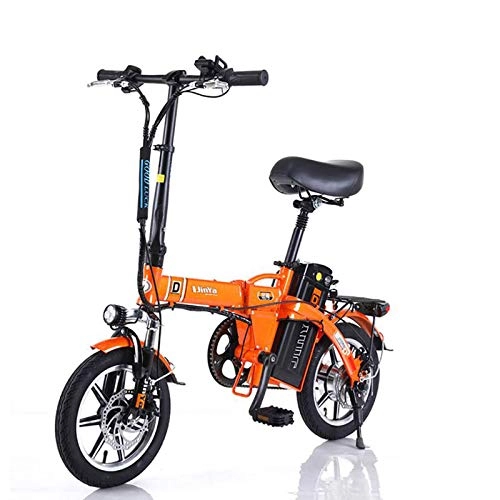 Bici elettriches : GUOJIN Bicicletta Elettrica Pieghevole, Potenza 240 W Batteria 48V / 15Ah, Bicicletta A Pedalata Assistita, Compatta Portatile E-Bici, Autonomia 80Km, velocità Massima 25 Km / H, Arancia