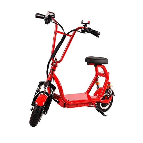 Bici elettriches : H&BB Bicicletta Elettrica, Intelligente Scooter Elettrico Adulto Bicicletta Batteria al Litio Display LCD Pedale di Viaggio Piccola Batteria Auto Pieghevole Adulto Ciclomotore, Red, Battery~10Ah