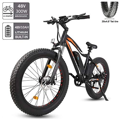 Bici elettriches : H&G 26" Bici Elettrica Pneumatici Grassi da 4 Pollici Motore 500W Batteria al Litio 36V12.5AH con Regolazione della Bici elettrica a 3 velocità LCD Meter Uomini Donne, Orange