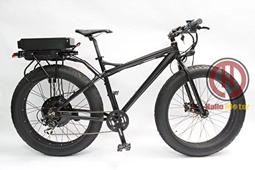Bici elettriches : HalloMotor Powerful Fat Tire 48V 1000W 26" Total Black Electric Bicycle Snow Ebike Rear Carrier 48V 20AH Lithium Battery Multi Color Wheel