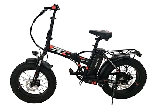 Bici elettriches : HARRY'S EASY BIKE - NERO / ROSSO - Bicicletta Elettrica Fat-bike Pieghevole con Motore da 250W, Telaio Pieghevole Alluminio, Batteria 36W10AH, Display LCD, Cambio Shimano a 7 Velocità