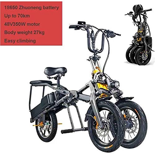 Bici elettriches : HFJKD Adulti Triciclo Elettrico, elettrica Pieghevole della Bici, Bici di Montagna elettrica, Tre modalità di velocità, gomme Big, Scooter Fino a 30 km / h Doppio Batteria al Litio