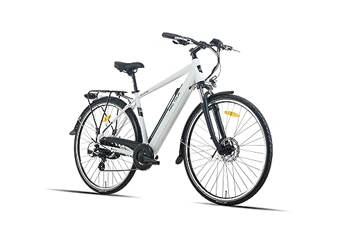 Bici elettriches : HILAND, bicicletta elettrica da 28 pollici, con deragliatore Shimano a 7 marce, e-bike, e-trekking, motore urbano da 250 W, batteria agli ioni di litio da 36 V, 10, 4 Ah, 25 km / h, uomo e donna