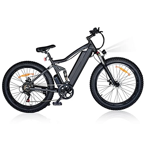 Bici elettriches : HITWAY 26" Fat Tire Electric Bike, 48V 500Watt Moter 12Ah batteria al litio, cambio ad alta velocità e ruota a raggi eBike ONES1