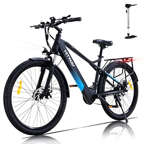 Bici elettriches : HITWAY Bicicletta Elettrica 26” Bici Elettrica Adulti Bici da montagna con batteria al litio 36V / 11, 2Ah, 250W, Shimano 21 velocità, Max 25km / h, Fino a 35-90km, pedalata assistita per bici elettriche