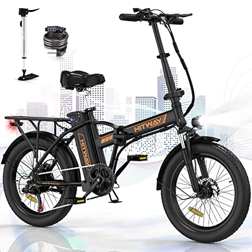 Bici elettriches : HITWAY Bicicletta Elettrica Pieghevole 20' 3.0 Fat Tire Bici Elettrica Adulto E-Bike con Li-Batteria 36V 11.2AH, Max velocità 25 km / h, 35-90 km (BK11)