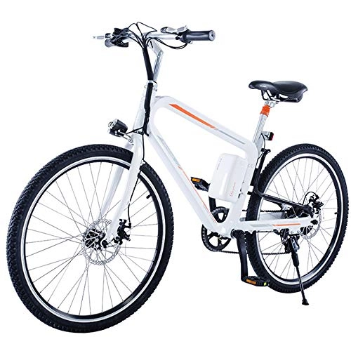 Bici elettriches : HJHJ Bicicletta elettrica da Fuoristrada per Mountain Bike elettrica da 26 Pollici con Bicicletta Ibrida elettrica da Uomo con luci Anteriori e Posteriori a LED / Tre modalità di Guida, White