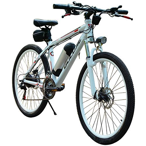 Bici elettriches : HJHJ Mountain Bike elettrica (36V / 250W) Batteria Rimovibile da 26 Pollici Bici da Strada 21 velocità con la Parte Anteriore e Posteriore a LED velocità di Freno a Disco Fino a 25km / H