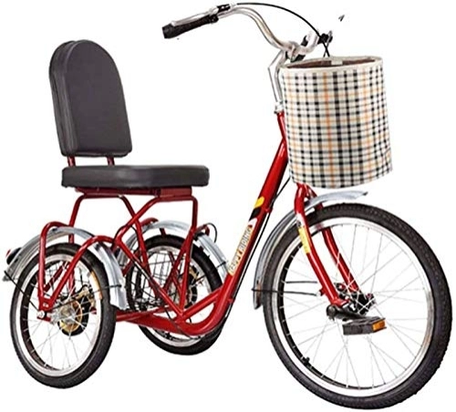 Bici elettriches : HKPLDE Triciclo per Adulti, Tricicli Elettrici Anziani, Biciclette per La Mobilità per Il Tempo Libero per Anziani, Pedale Adulto Otto Esterno-Piccole Biciclette Fitness-Rosso