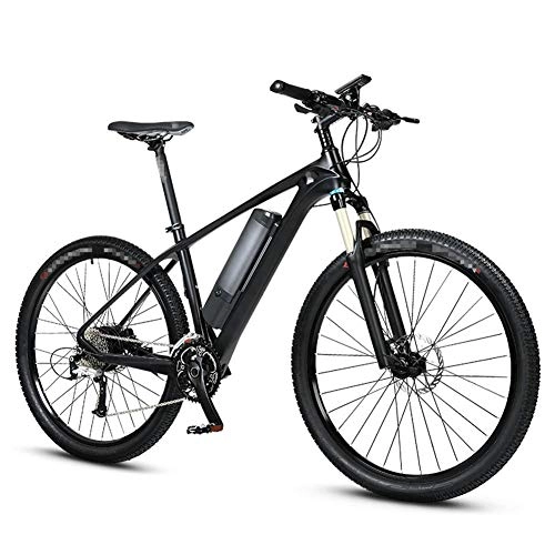 Bici elettriches : HLeoz 27, 5" Bicicletta Elettrica, E-Bike Materiale in Fibra di Carbonio Bici da Montagna con 36V 10.5Ah Removibile Batteria agli Ioni di Litio Super Resistenza 230km Colore Nero