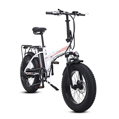 Bici elettriches : HLEZ 20" Bicicletta Elettrica Pieghevole, E-Bike 15Ah 48V Batteria agli ioni di Litio Fat Tire Electric Bike 500W Bici City Bike, Bianca, UE