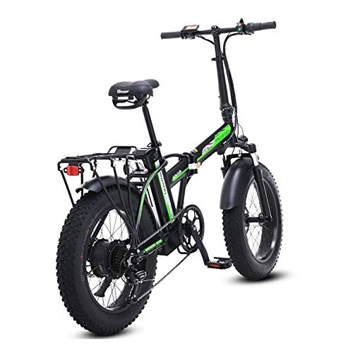 Bici elettriches : HLEZ 20" Bicicletta Elettrica Pieghevole, E-Bike 15Ah 48V Batteria agli ioni di Litio Fat Tire Electric Bike 500W Bici City Bike, Nero, UE