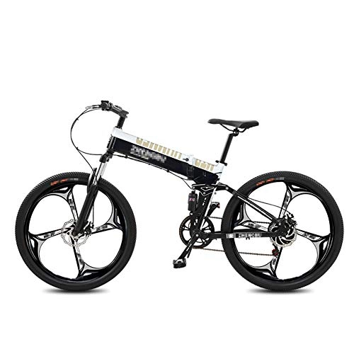 Bici elettriches : HLEZ Pieghevole Mountain Bike Elettrica, 26" E-Bike con Cambio 27 velocità, 400W, 48V 14.5Ah Batteria agli ioni di Litio Bici City Bike, Bianca