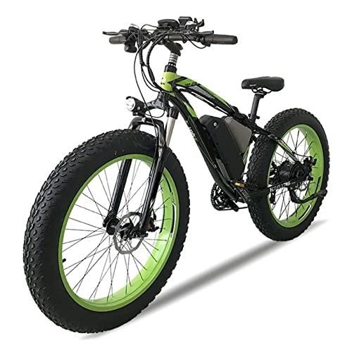 Bici elettriches : HMEI Bicicletta elettrica Pieghevole Bici elettrica for Adulti 48 V 1000 W 26 Pollici Pneumatico Grasso Ebike Mountain / Snow / Dirt Bicycle Elettrico 25 mph. (Colore : Black Green)