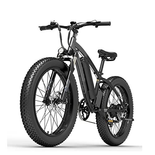 Bici elettriches : HMEI Bicicletta elettrica Pieghevole Bici elettrica per Adulti 25 mph 26"Fat Tire 1000W 48V 13Ah Batteria Bicicletta elettrica Ciclomotore Snow Mountain Ebike (Colore : Nero)