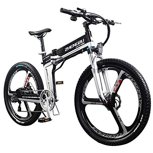 Bici elettriches : HSTD Bicicletta Elettrica - Mountain Bike Elettrica, Configura Smart Dashboard, Mountain Bike Pieghevole con Rimovibile 350W / 48V / 10.Ah Batteria Al Litio, Shimano Gear Shift 21 / 27 Velocità Black-Mechan