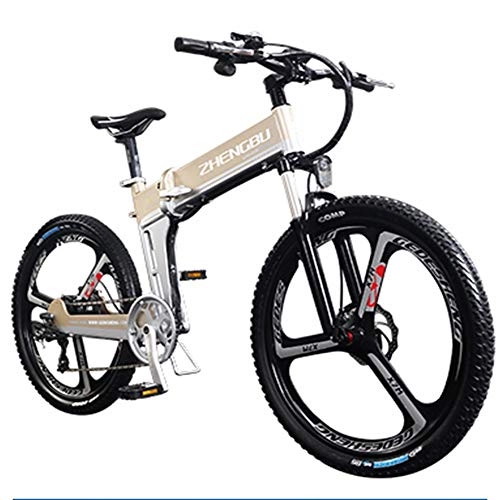 Bici elettriches : HSTD Bicicletta Elettrica - Mountain Bike Elettrica, Configura Smart Dashboard, Mountain Bike Pieghevole con Rimovibile 350W / 48V / 10.Ah Batteria Al Litio, Shimano Gear Shift 21 / 27 Velocità Metallic-Mec