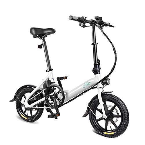 Bici elettriches : huangThroStore, Bicicletta elettrica Pieghevole, Doppio Freno a Disco, Portatile, 1 Pezzo Bianco