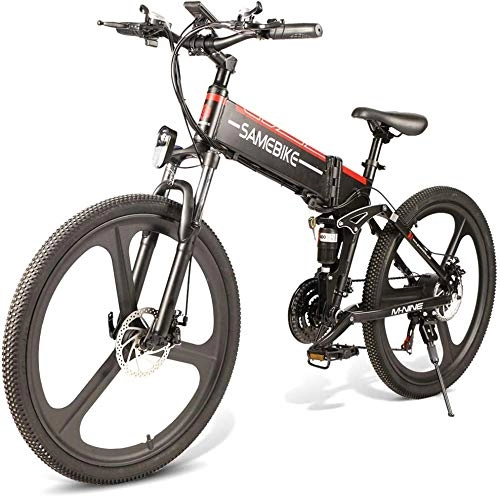Bici elettriches : Hvoz Mountain Bike, Pieghevole Mountain Bike Bicicletta Elettrica 26 inch 350W Motore Senza Spazzole 48V Portatile per Outdoor - Nero