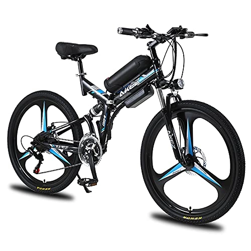 Bici elettriches : Hyuhome Bicicletta elettrica 26", 350W Bicicletta elettrica Pieghevole Adulto, Batteria Rimovibile 36V / 10AH, Professionale 21 velocità, doppio assorbimento degli urti (black)