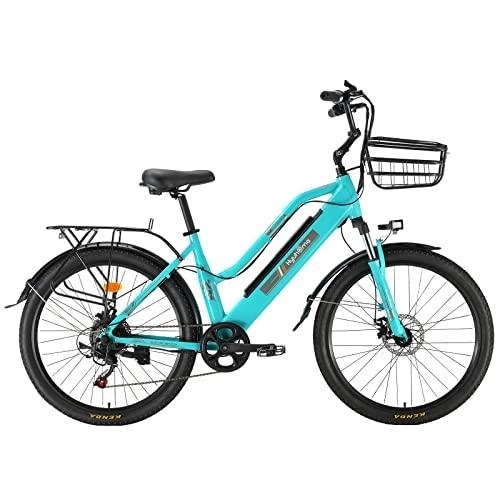 Bici elettriches : Hyuhome Bicicletta elettrica da donna per adulti, 26" 36 V 10 A E-bike bike batteria rimovibile agli ioni di litio Mountain elettrica per viaggi all'aperto (verde)