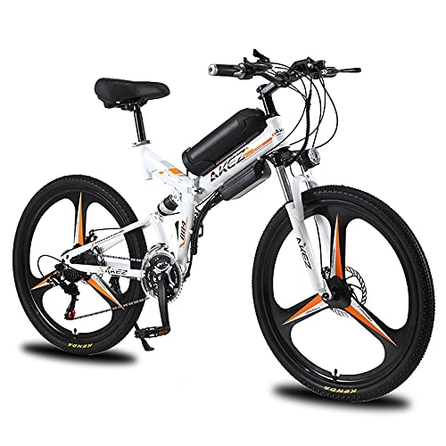 Bici elettriches : Hyuhome - Bicicletta elettrica pieghevole da montagna elettrica per adulti, 350W, 26 pollici, bicicletta elettrica con batteria rimovibile 10 ah, 21 velocità, doppio assorbimento degli urti (arancione)