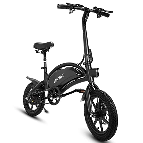 Bici elettriches : IENYRID Bici elettrica, bici elettriche con pedali per adulti, bici elettrica pieghevole e da viaggio da 14 pollici, velocità massima 45 km / h, supporto app