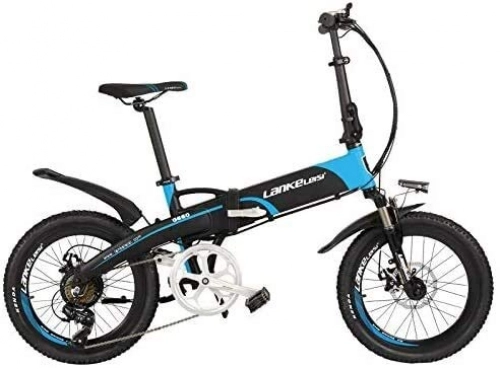 Bici elettriches : IMBM 20 Pollici E-Bike, 5 Grado Assist Pieghevole Bicicletta elettrica, 500W Motore, 48V 10Ah / 14.5Ah Batteria al Litio, con Display LCD (Color : Black Blue, Size : 14.5Ah)