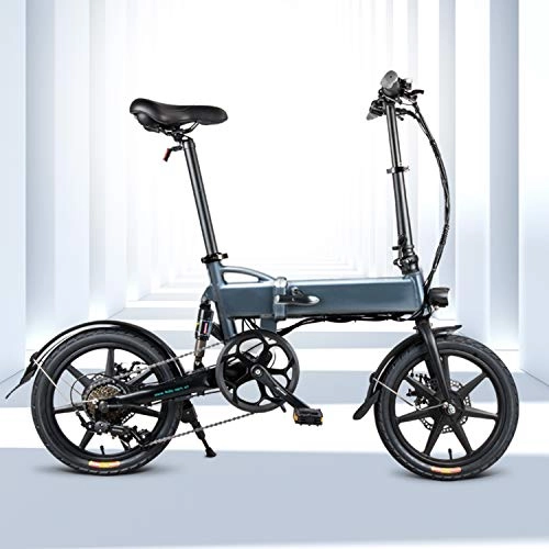 Bici elettriches : INOVIX - Bicicletta elettrica Fiido D2s per adulti, sei velocità, motore da 250 W, 16 pollici, 7, 5 Ah, portata di 65 Km, fino a 25 Km / h (tempo di consegna 7-10 giorni (grigio)