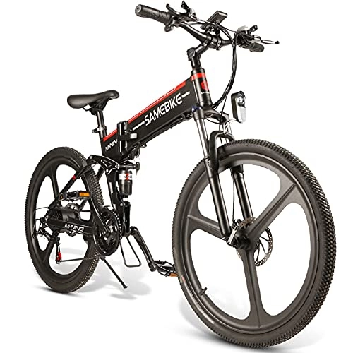 Bici elettriches : JINGJIN Bicicletta elettrica Pieghevole - Portatile e Facile da riporre - Batteria agli ioni di Litio a Breve Carica e silenziosa eBike motorizzata | Bicicletta elettrica 35 km / h, Black-B