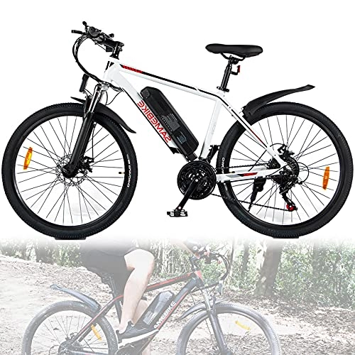Bici elettriches : JINGJIN Biciclette elettriche per Adulti, Ip54 Impermeabile 350W Lega di Alluminio Ebike Bicicletta Staccabile 36v / 10ah Batteria agli ioni di Litio Mountain Bike, White