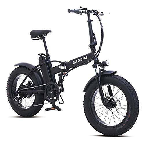 Bici elettriches : JINHUADAI Bicicletta elettrica Batteria al Litio 500W-48V-15Ah Bicicletta Grasso Struttura di Alluminio 20 * 4.0 MTB e LCD Impermeabile con Un Sedile Posteriore (Nero)