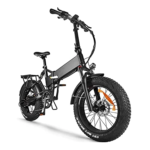 Bici elettriches : JMCVILOF Bici Elettrica da 20 Pollici, Mountain Bike con Pneumatici Grassi 4.0, Bici da Neve, Bici A Pedalata Assistita, Display LCD, con Luci, Vano Portaoggetti Pieghevole