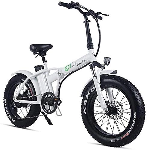 Bici elettriches : JNWEIYU Bicicletta Elettrica Pieghevole Adulto Bici elettrica 500w 48v 15Ah 20" * 4.0 Display LCD e-Bike Pieghevole Fat Tire con velocità di 5 Livelli (Color : White)