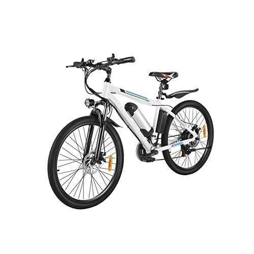 Bici elettriches : JstDoit Bicicletta da corsa all'aperto da 26 pollici Mountain Bicicletta elettrica a 21 marce in lega di alluminio doppio freno a disco da neve (colore: bianco, taglia: unica