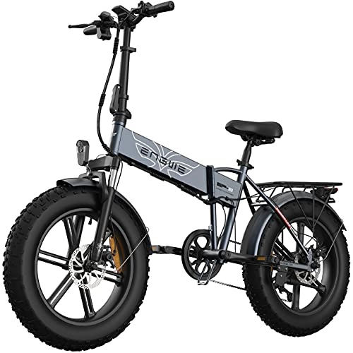 Bici elettriches : JUYHTY Bicicletta Elettrica 48v 500W Fat Tire Ebike Bicicletta da Neve Portatile Pieghevole Bicicletta da Montagna per Adulti Cambio A 7 velocità, 3 modalità di Guida Grey