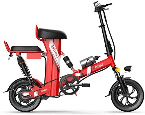 Bici elettriches : JXH Folding Mountain Bike per Freni a Disco Doppio per Adulti 48V 8AH Montagna Bicicletta elettrica e, con Display LED Eco-Friendly Bici per Urban Commuter, Rosso