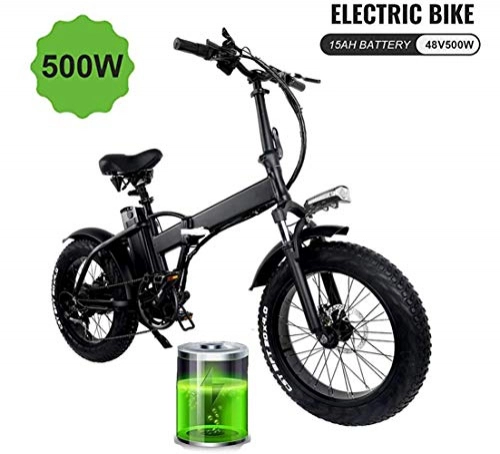 Bici elettriches : JXH Pieghevole Bici elettrica Fat Tire 20 * 4" con 48V 15Ah agli ioni di Litio della Batteria 500W Motore, Tre modalit di Guida in Citt Bicicletta della Montagna