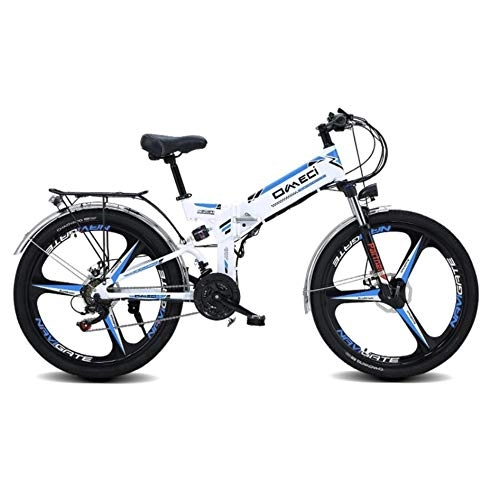 Bici elettriches : JXXU 26" Pieghevole Ebike, 300W elettrica Mountain Bike for Adulti Pedale 48V 10AH agli ioni di Litio Assist E-MTB con 90KM Durata della Batteria, Il GPS di Posizionamento, 21-velocità (Color : A)